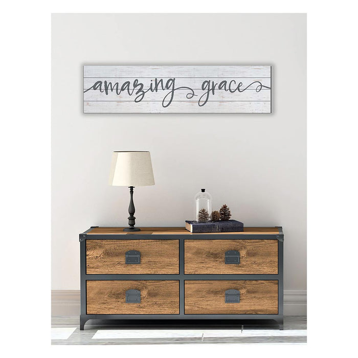 40x10 Whitewash Slat Sign Amazing Grace