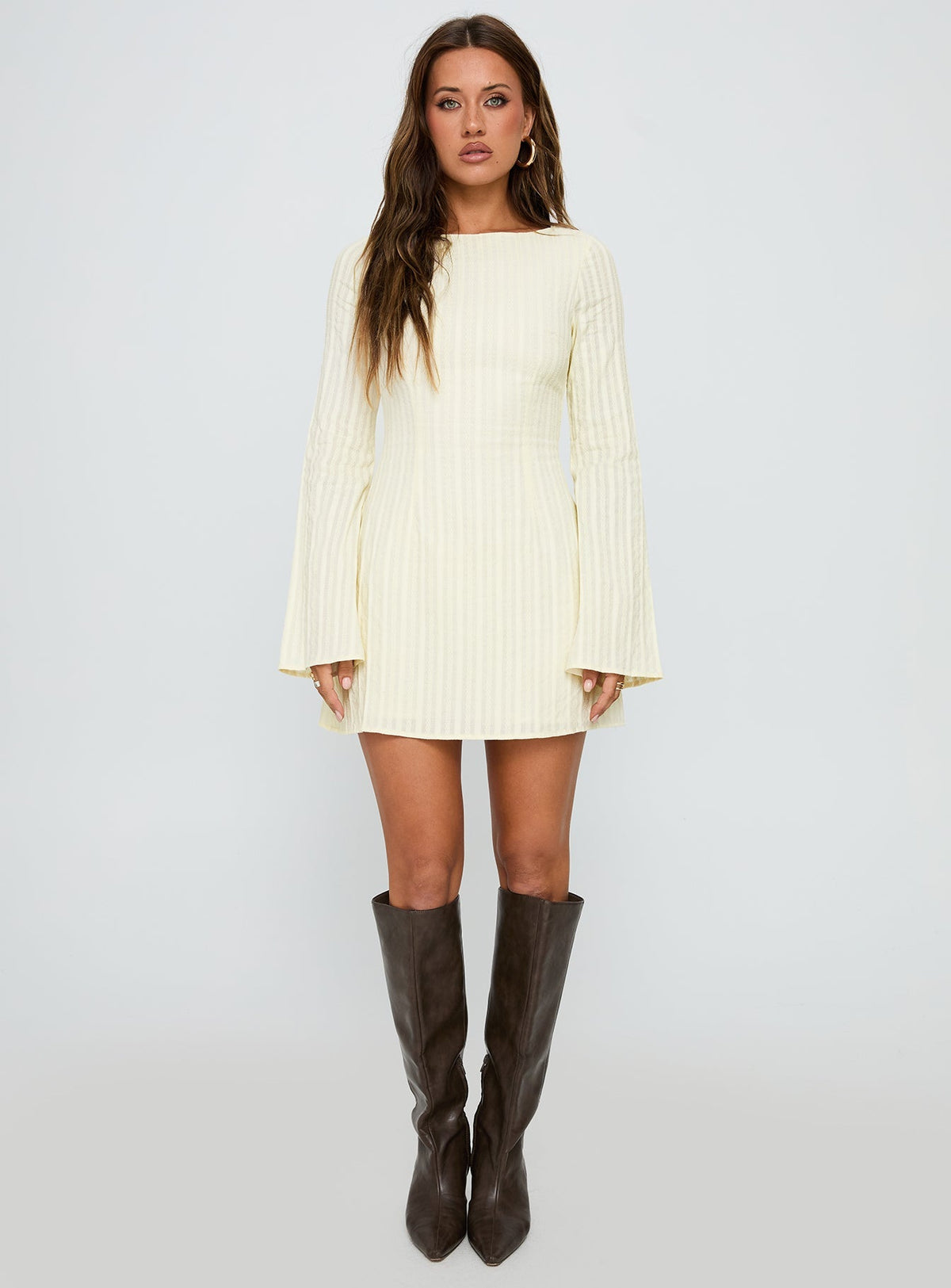 Alfalfa Long Sleeve Mini Dress Cream