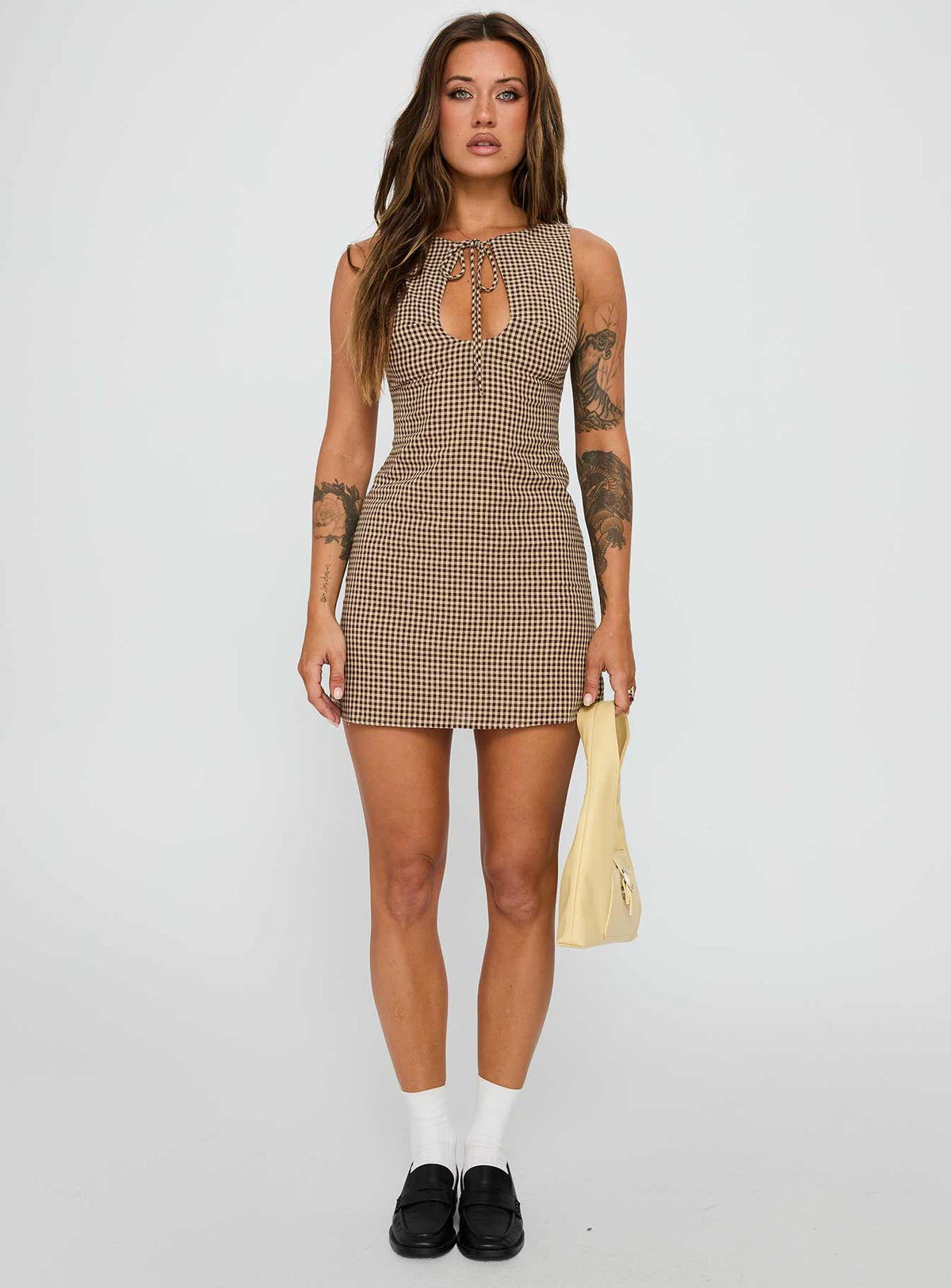 Utopia Avenue Mini Dress Brown Check