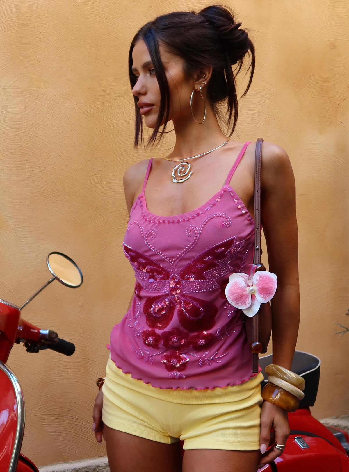 Start Of Summer Sequin Top Pink