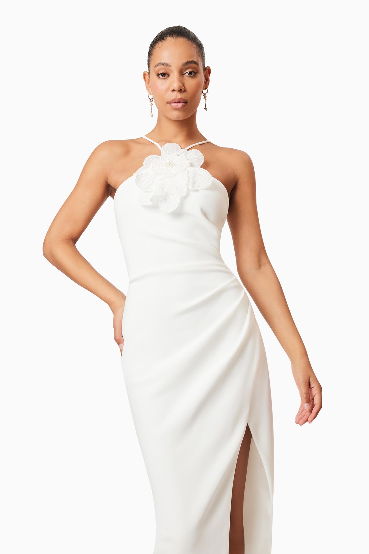 Janelle 3D Midi Dress In White