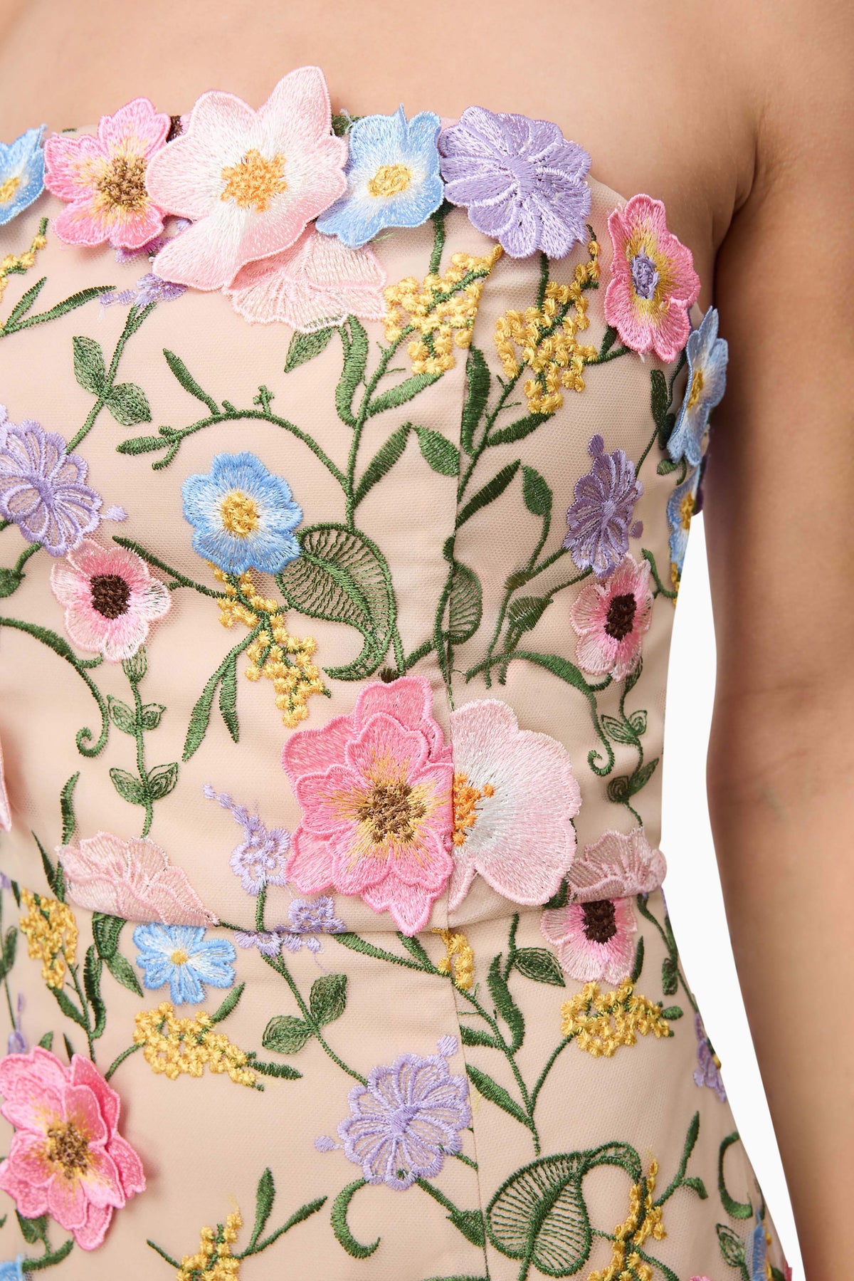 Helena Strapless Midi Dress In Floral