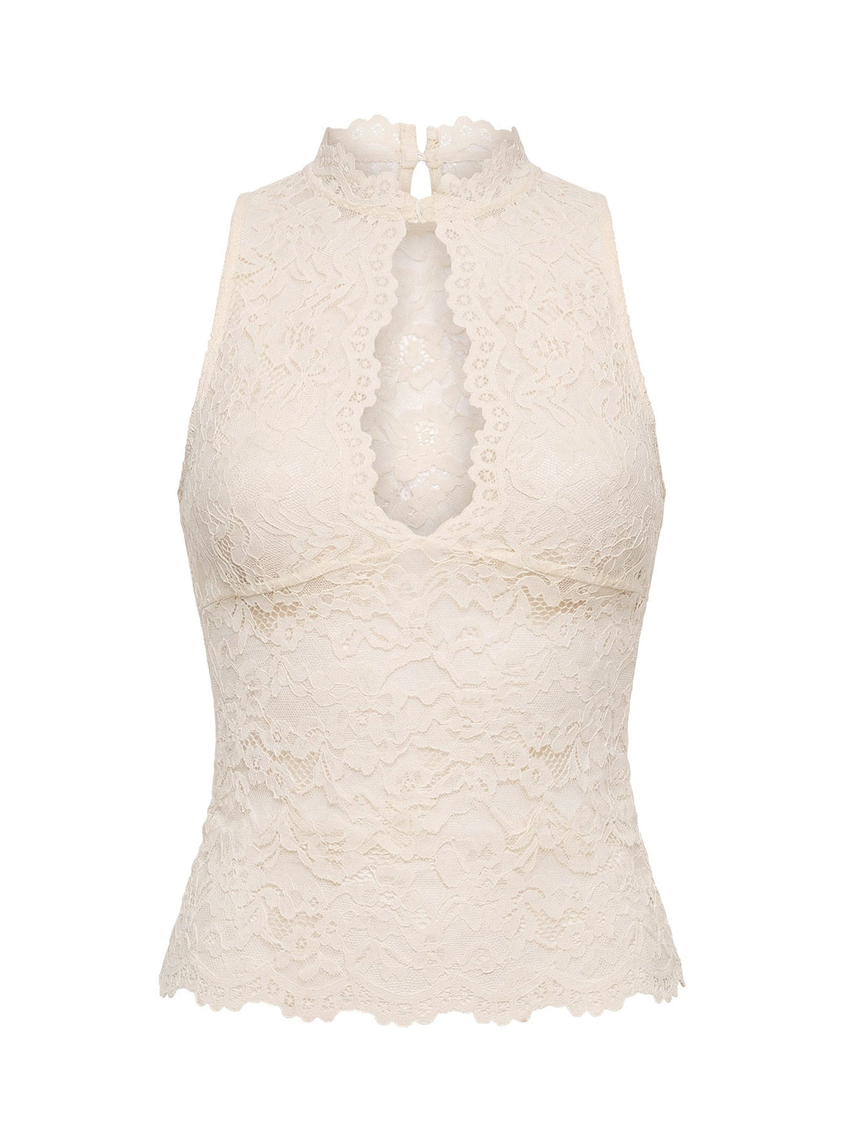 Quinbie Lace Sleeveless Top Cream
