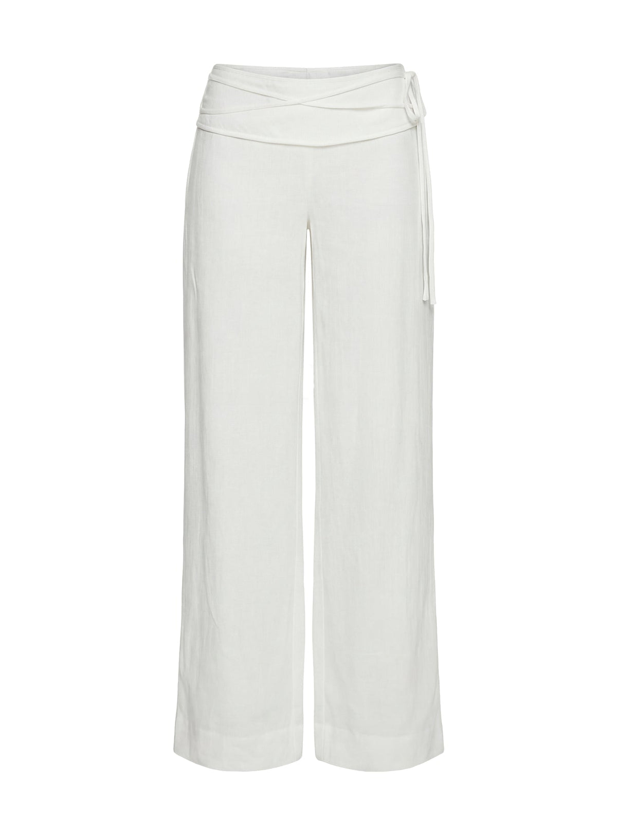 Silver Moon Linen Blend Tie Pants White