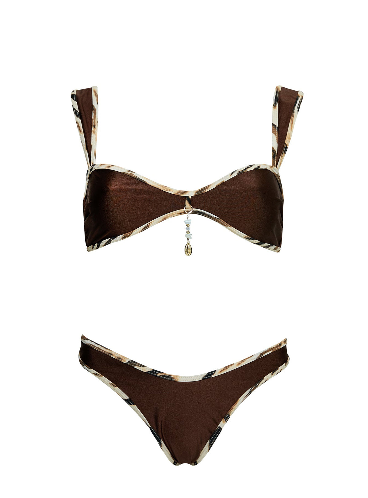 Romola Scoop Bikini Top Brown Multi