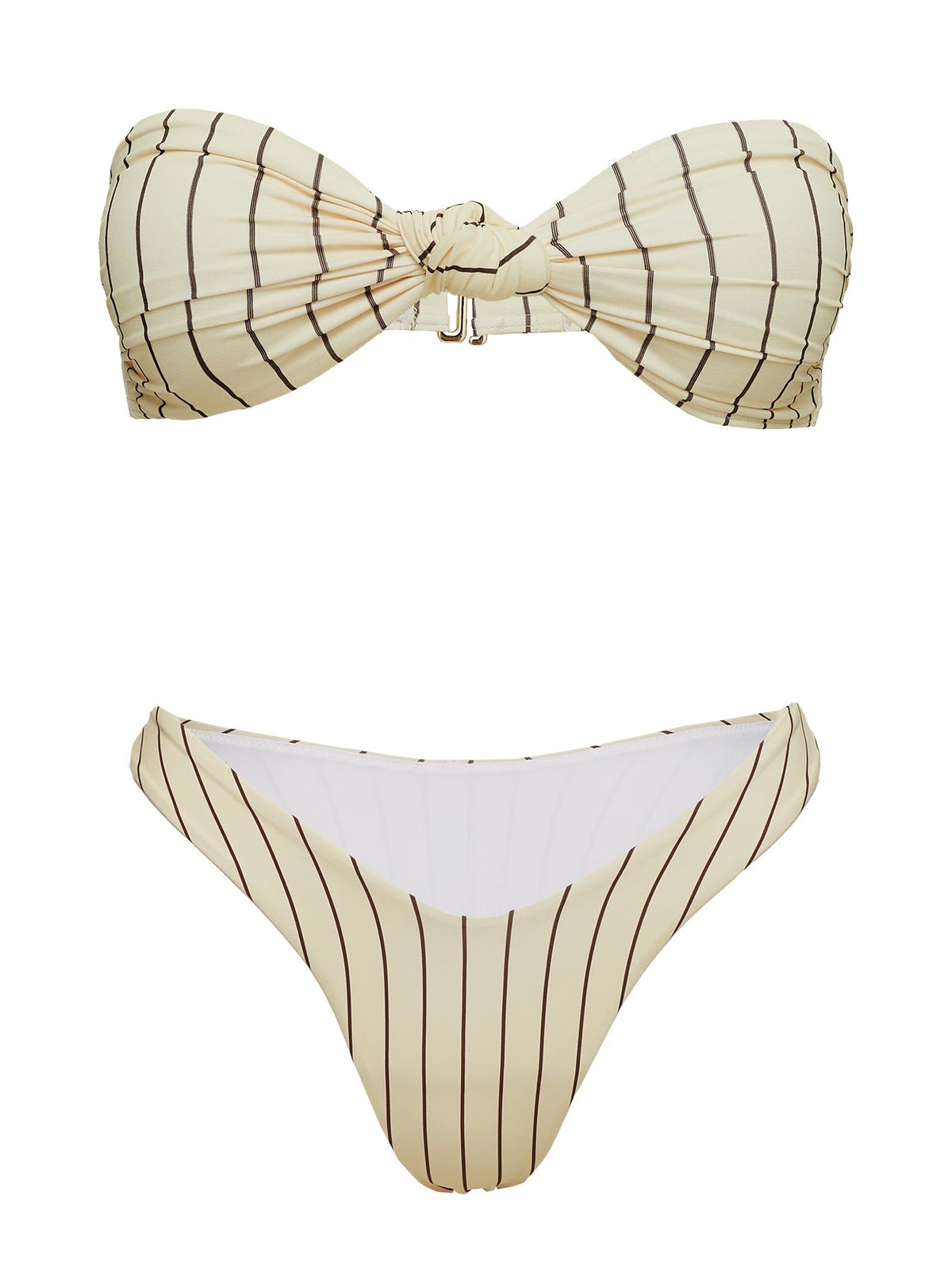 Nevaeh High Cut Bikini Bottoms Yellow Stripe