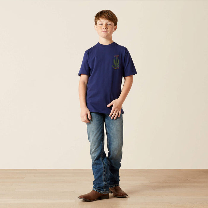 Ariat Youth Boy's S/S Neon Cactus Graphic T-Shirt in Medieval Blue