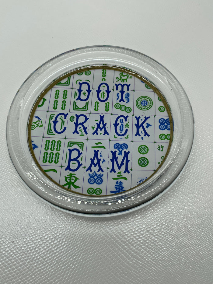 COASTER DOT CRACK BAM MAHJONG BLUE & GREEN 5"