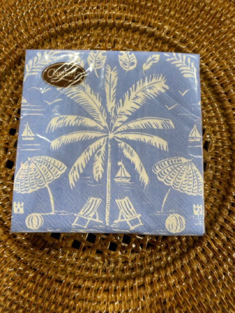 COCKTAIL NAPKIN PALMS AND PARASOLS OCEAN