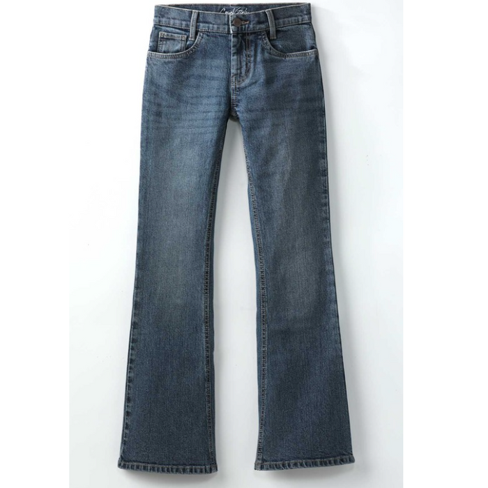 Cruel Girl's Lucy Mid Rise Slim Bootcut Jean in Medium Stonewash