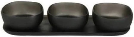CUADRADO 3 BOWL SET WITH TRAY IN GREY