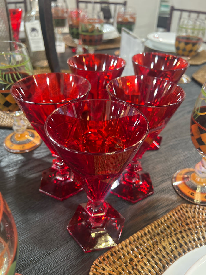 MARIOLUCA GIUSTI SET OF 10 GLASSES RED ACRYLIC
