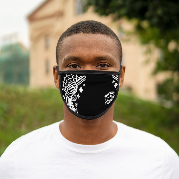Nerdee's - "Bandit" (WHT Design 01) - Mixed-Fabric Face Mask - Black