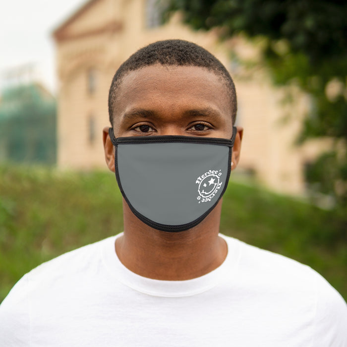 Nerdee's - OE "Mr. Smiley" Logo (WHT Design 01) - Mixed-Fabric Face Mask - Dark Gray