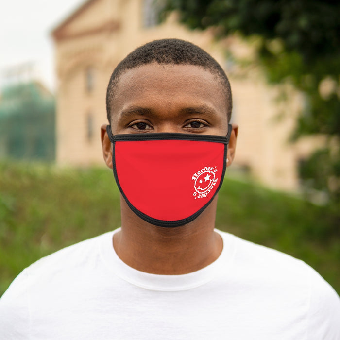 Nerdee's - OE "Mr. Smiley" Logo (WHT Design 01) - Mixed-Fabric Face Mask - Red