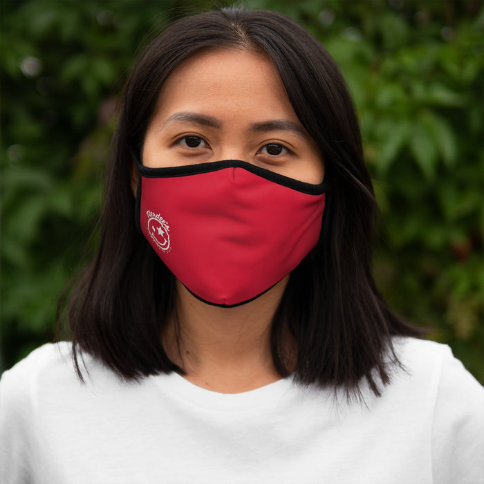 Nerdee's - The Nerd Bizz - Official Logo (White) - Fitted Polyester Face Mask - Dark Red