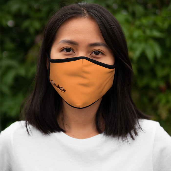 Nerdee's - The Nerd Bizz - Official Script Logo (Black) - Fitted Polyester Face Mask - Orange
