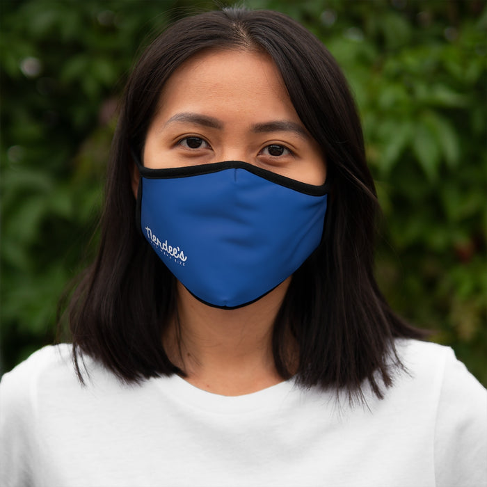 Nerdee's - The Nerd Bizz - Official Script Logo (White) - Fitted Polyester Face Mask - Blue