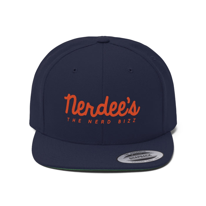 Nerdee's - The Nerd Bizz - Script Logo (Orange) - Unisex Flat Bill Hat