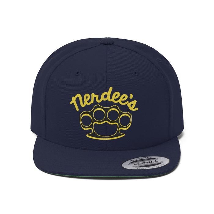 Nerdee's Brass Knuckles (Gold Design 01) - Unisex Flat Bill Hat