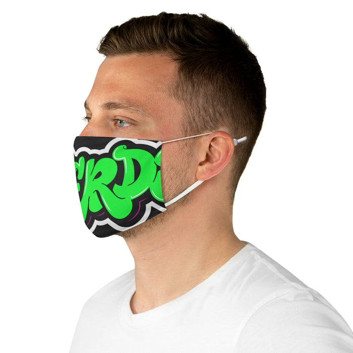 Nerdee's Green Logo Close-Up Fabric Face Mask - Black