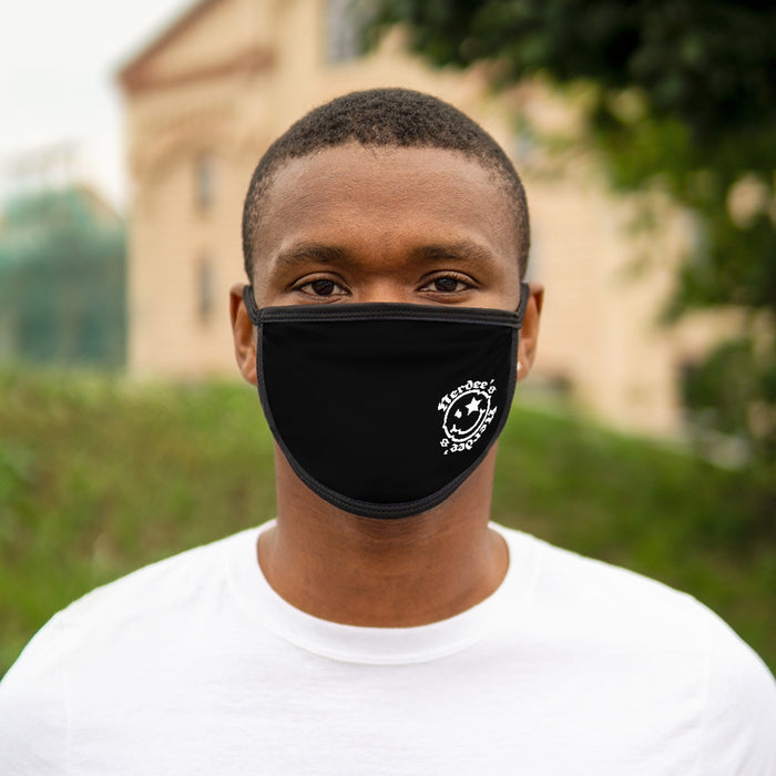 Nerdee's OE " Mr. Smiley" Logo (WHT Design 01) - Mixed-Fabric Face Mask - Black