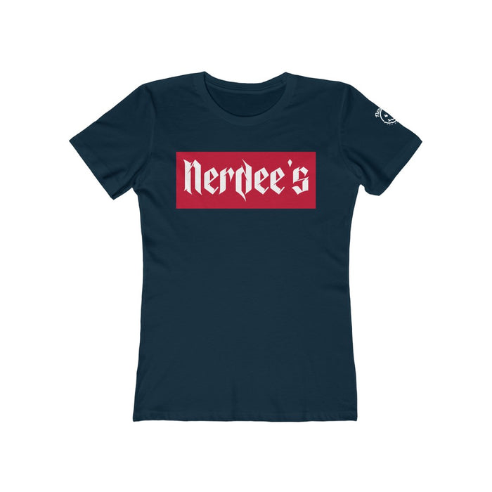 Nerdee's "Red Label" w/ sleeve Logo - Women's The Boyfriend Tee