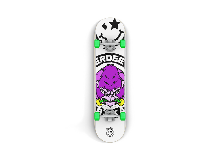 Nerdee's Skate Shop "Grape Ape" Logo (WHT Design 01) - Skateboard Deck