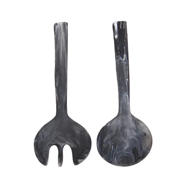 NEW SALAD SERVERS IN BLACK SWIRL