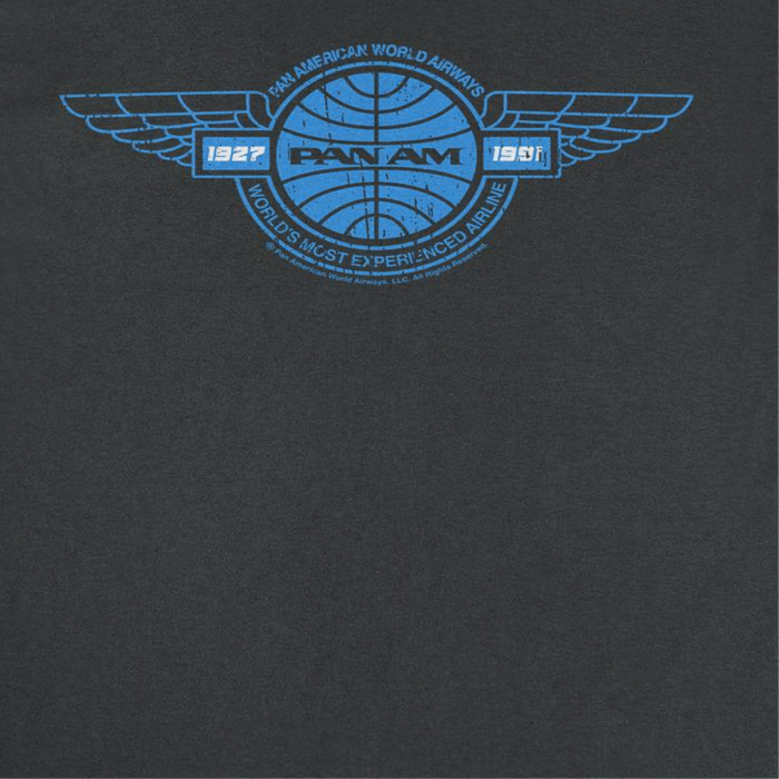 Pan Am Retro Blue Wings Logo 1927 1991 Black T-Shirt