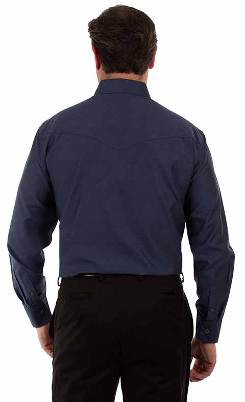 Scully Men's L/S Signature Solid Western Snap Dress Shirt in Blue