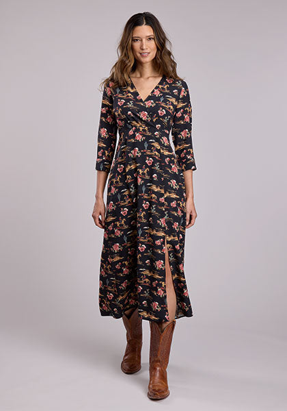 Stetson Women's Night Ride Printed Midi Dress in Black