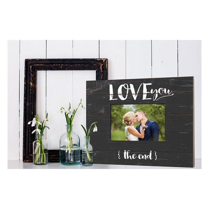 Weathered Charcoal Slat Photo Frame Love You