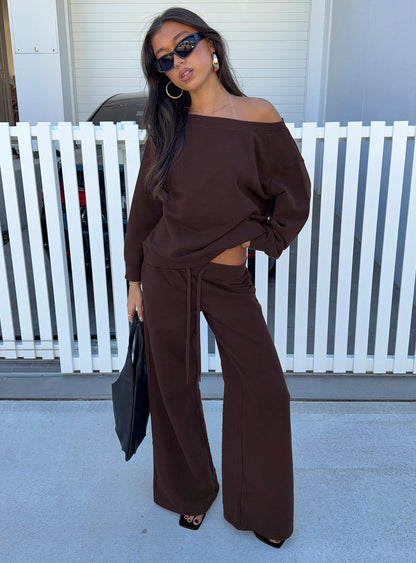 Wellness Off The Shoulder Jumper Brown