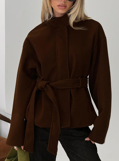 Tameeka Funnel Neck Coat Brown