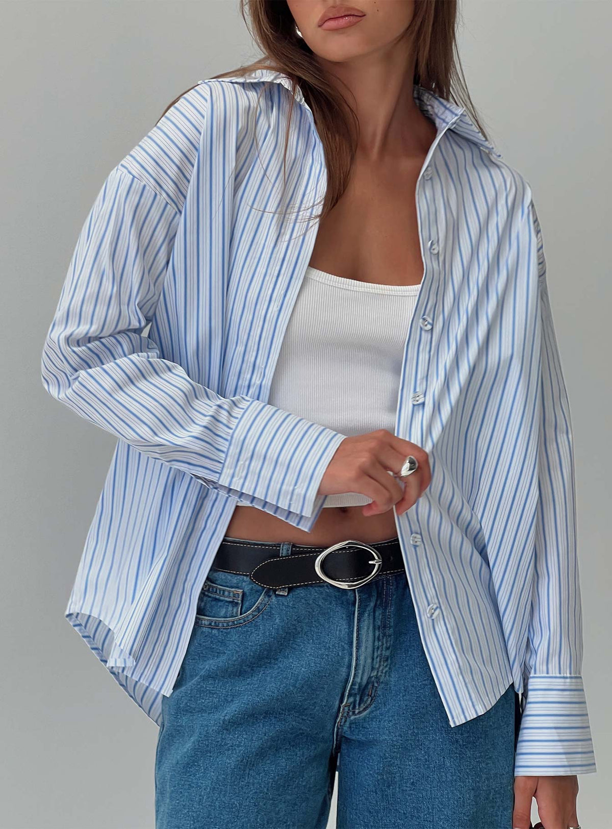 Mallin Shirt Blue / White Stripe