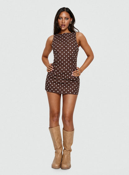 Yumiko Romper Brown Polka Dot