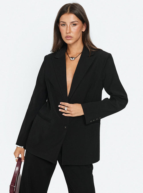 Crowd Pleaser Oversized Blazer Black
