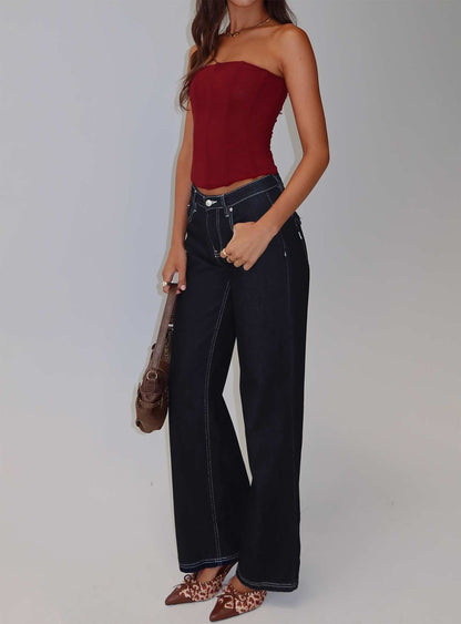 Everlong Mid Rise Straight Leg Jeans Indigo Wash