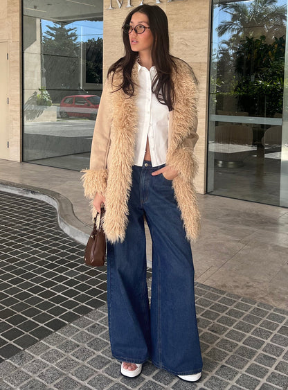 Naylor Mid Rise Wide Leg Jeans Mid Blue Denim