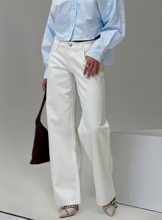 Ellanor Low Rise Straight Leg Jeans White