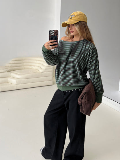 Zaylah Contrast Cuff Jumper Green