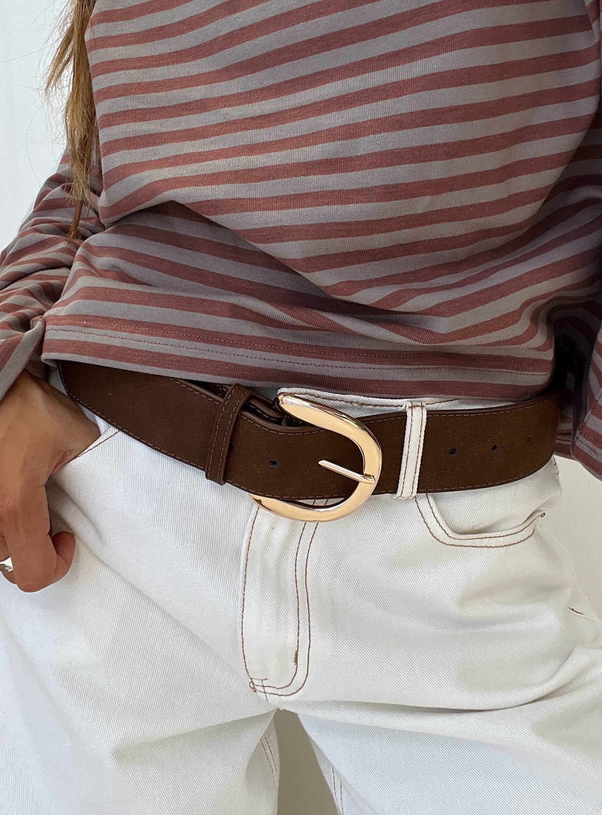 Oscuro Faux Suede Belt Brown
