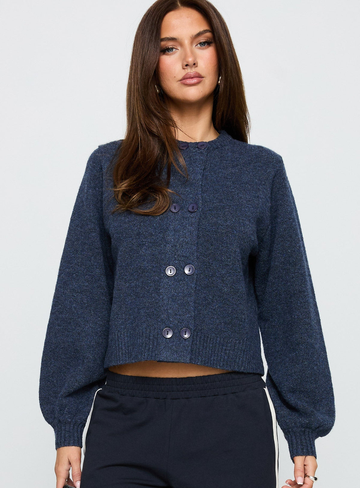 Kammi Button Up Cardigan Navy
