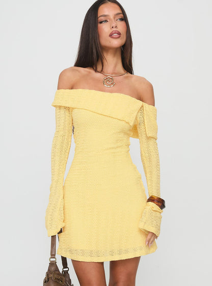 Vierra Long Sleeve Mini Dress Lemon
