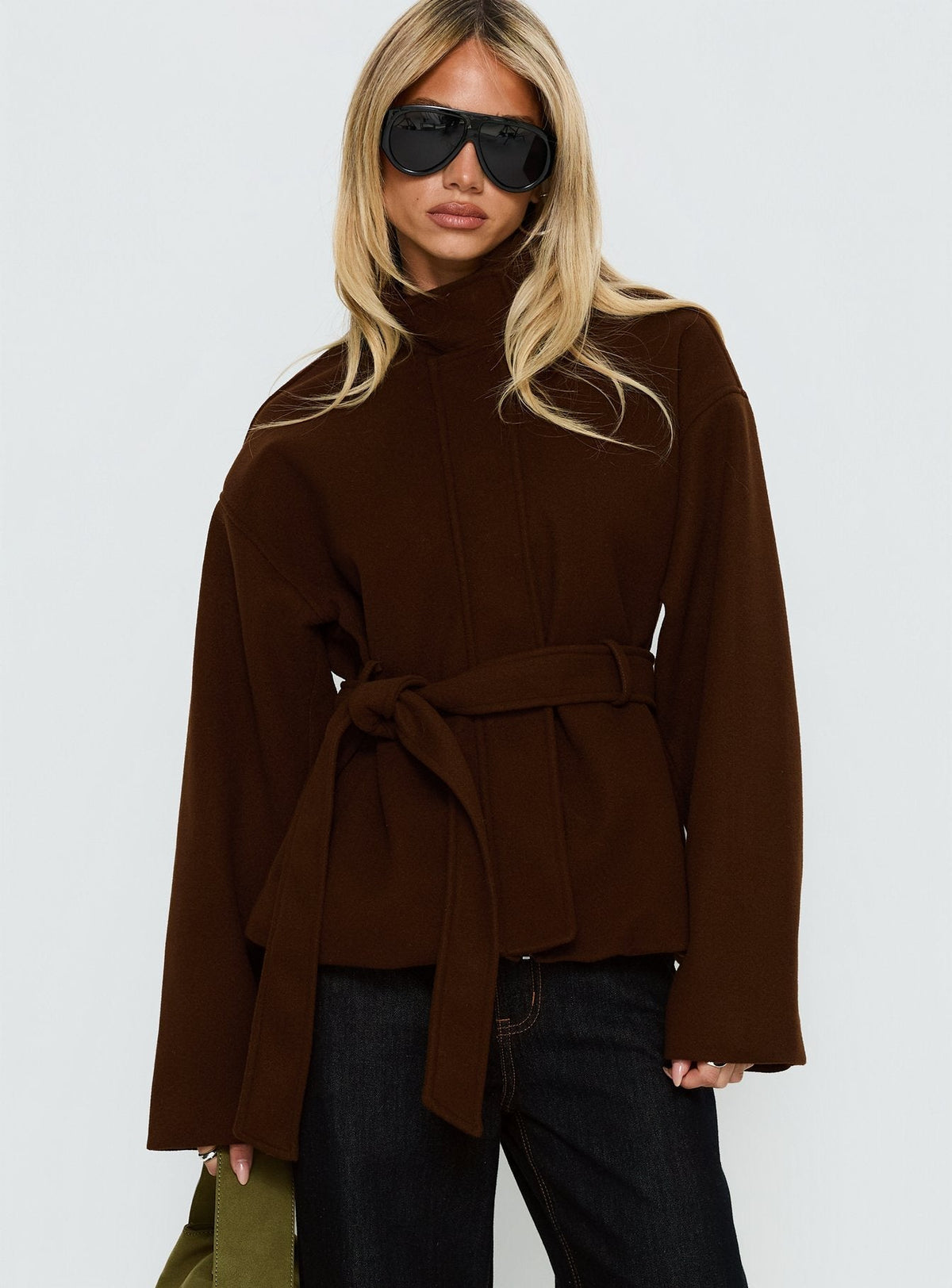 Tameeka Funnel Neck Coat Brown