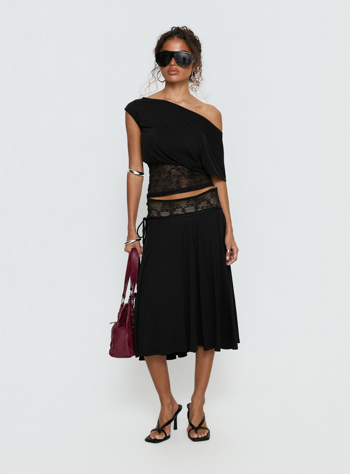 Marienna Lace Midi Skirt Black