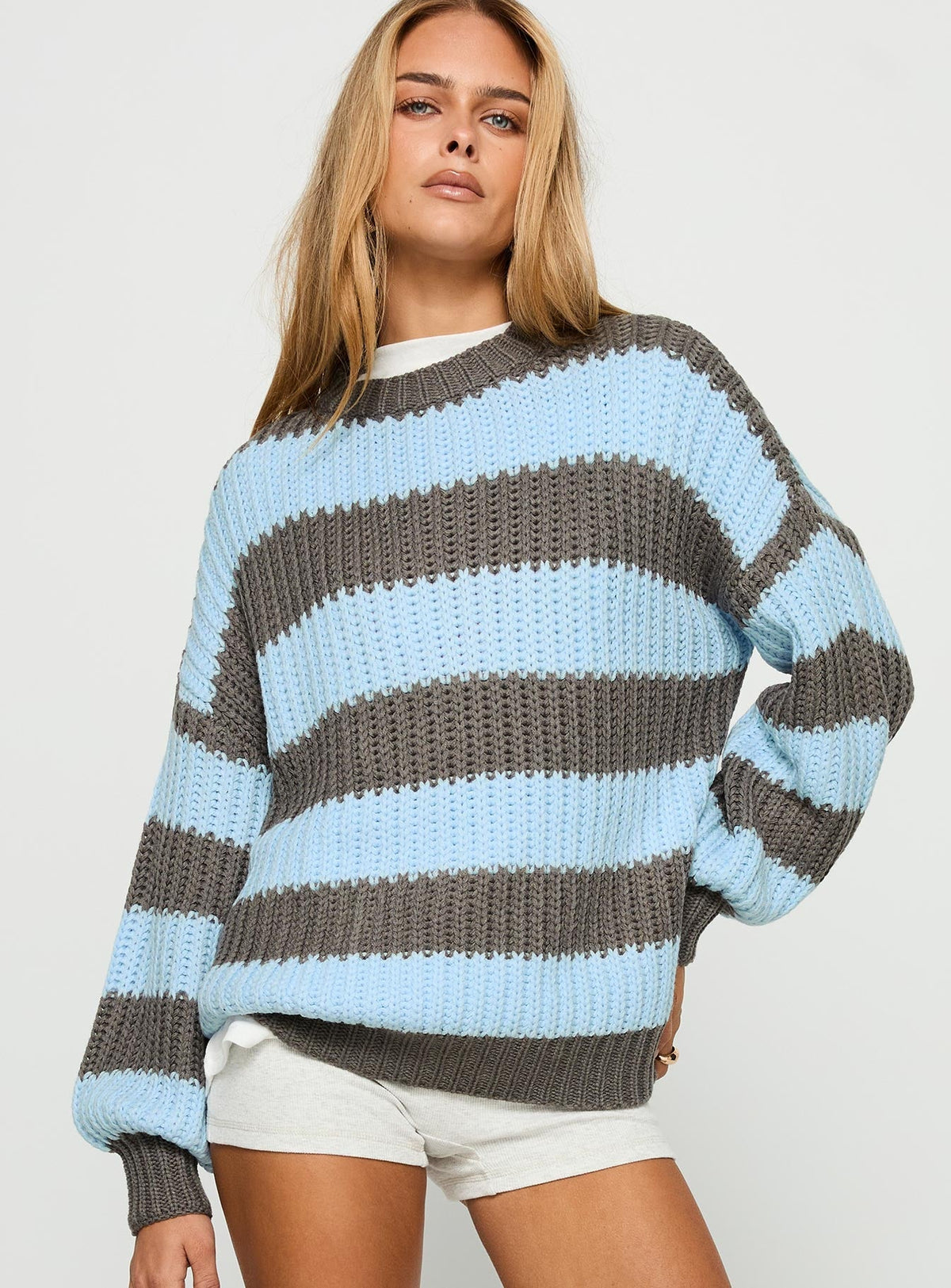 Starry Night Knit Sweater Blue Stripe