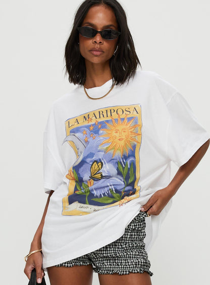 Tarot Card Oversized Graphic Top White / Multi