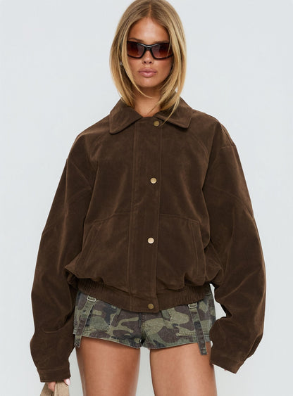 Jaxton Faux Suede Jacket Chocolate